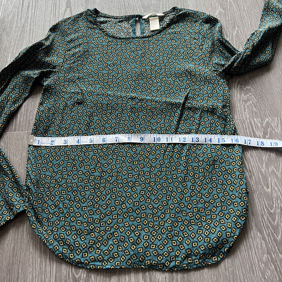 H&M Shirt Womens Size 4 Keyhole Neck Blouse Geometric Print - Picture 6 of 12